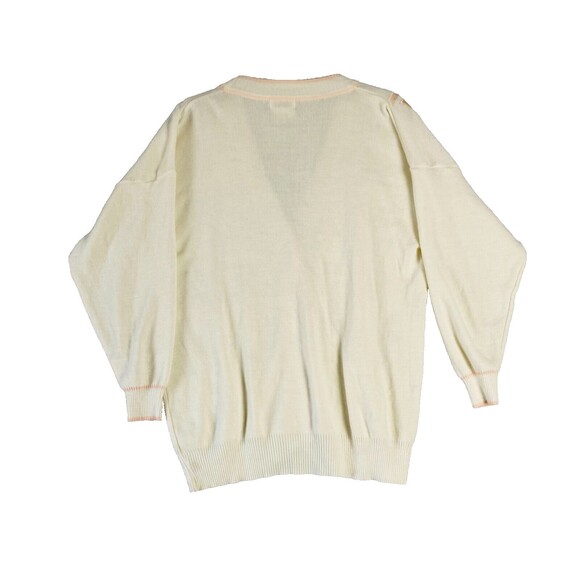 Vintage ADOLFO Collectibles‎ Cardigan Sweater Large Ivory Pink Lambs Wool Blend - Picture 6 of 8